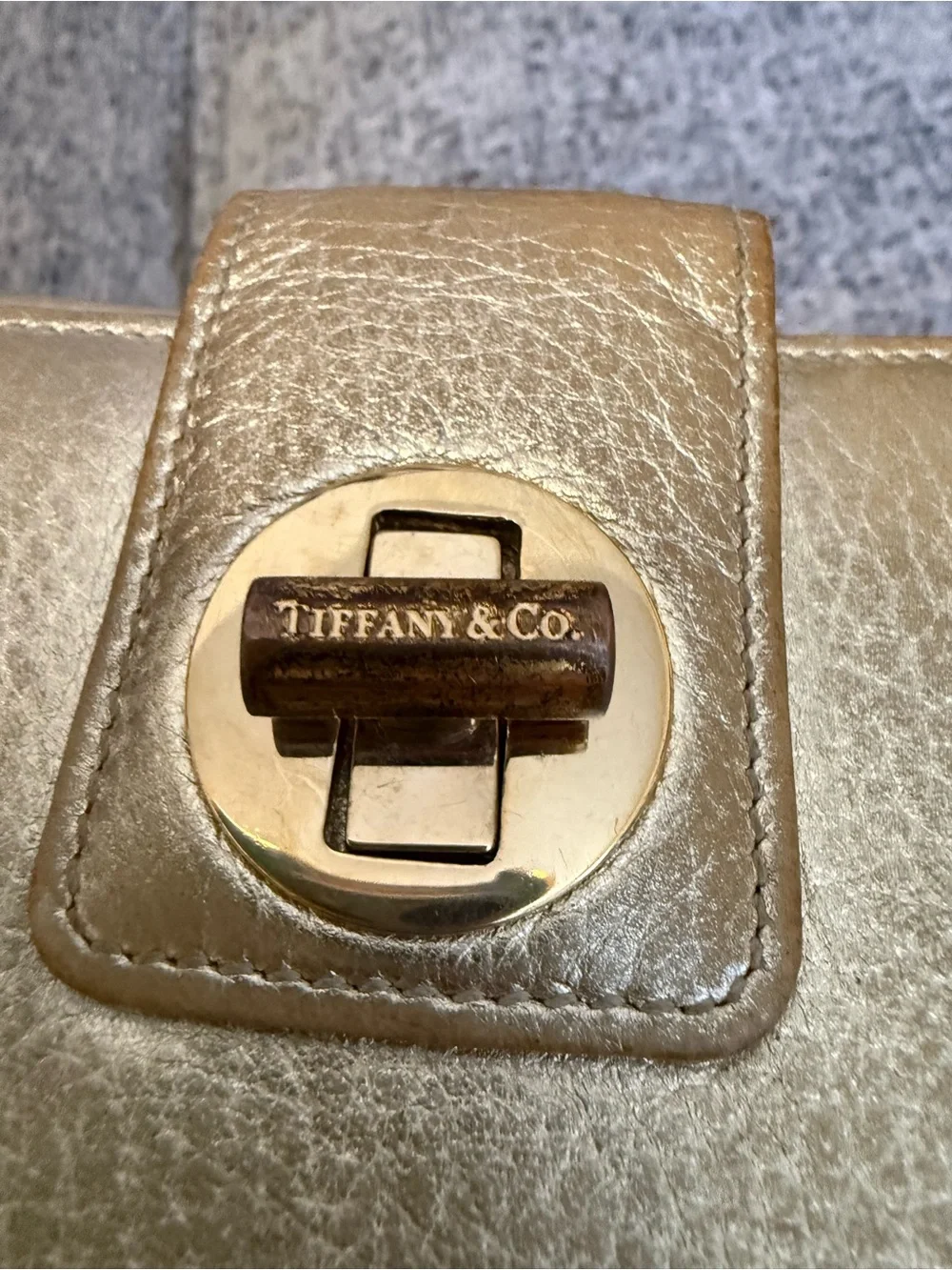 Tiffany & Co. Metallic Gold Leather Continental Wallet